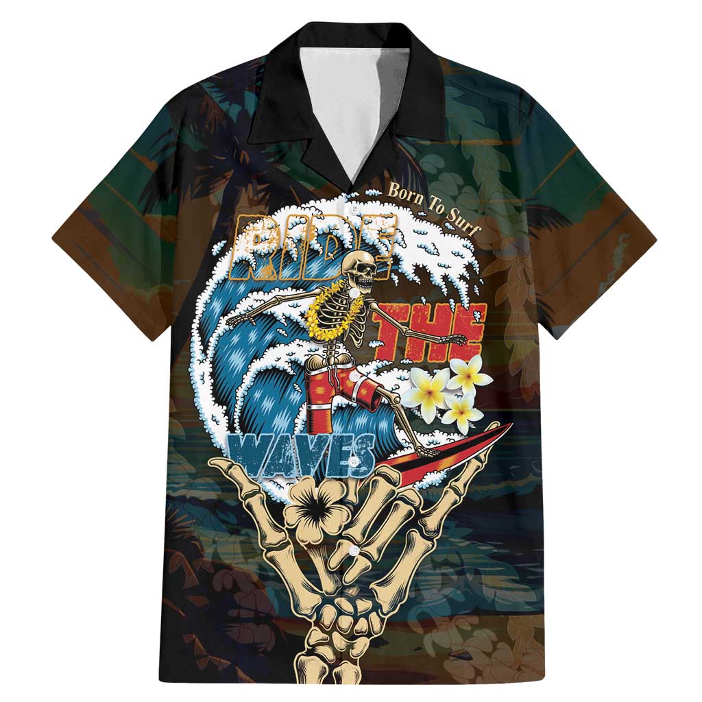 Aloha Hawaii Surfing Skull Family Matching Mermaid Dress and Hawaiian Shirt Shaka Skeleton Ride The Waves - Polynesian Pride