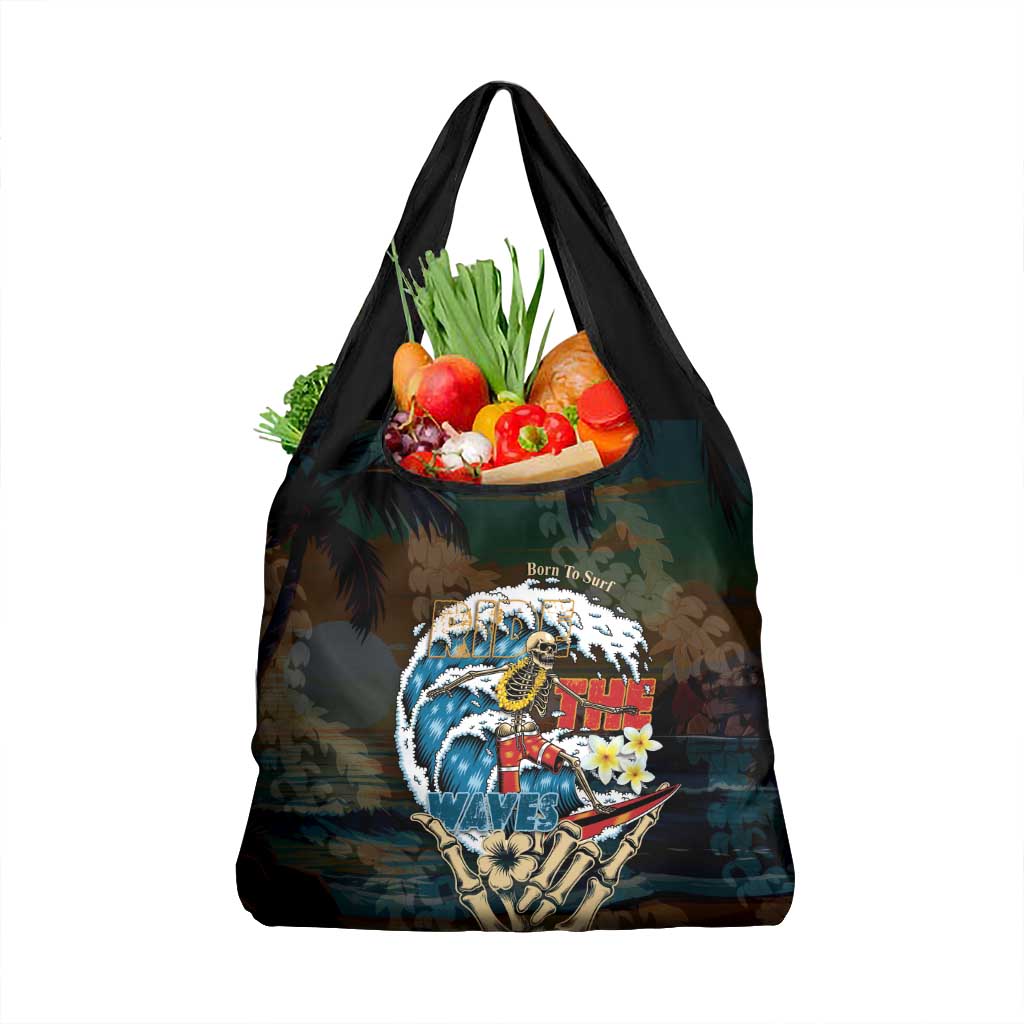 Aloha Hawaii Surfing Skull Grocery Bag Shaka Skeleton Ride The Waves - Polynesian Pride