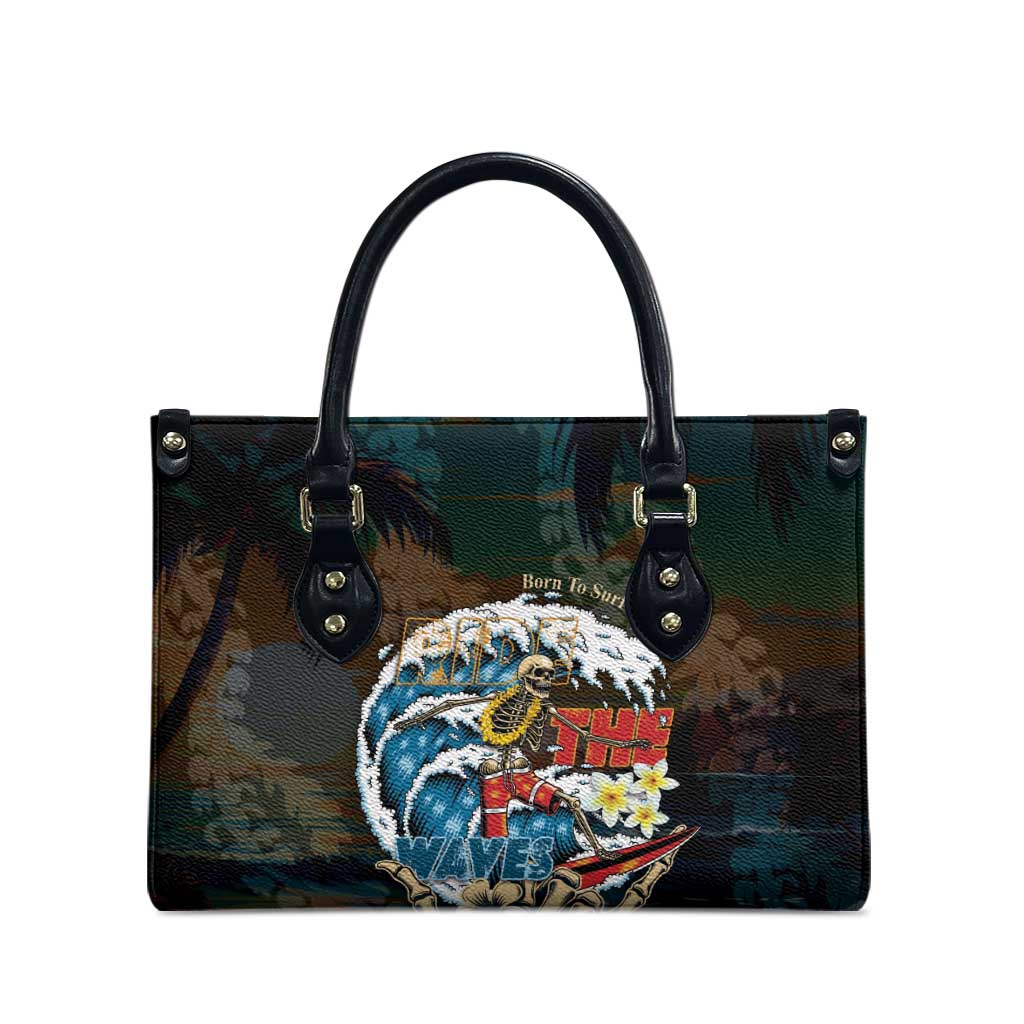 Aloha Hawaii Surfing Skull Leather Bag Shaka Skeleton Ride The Waves - Polynesian Pride