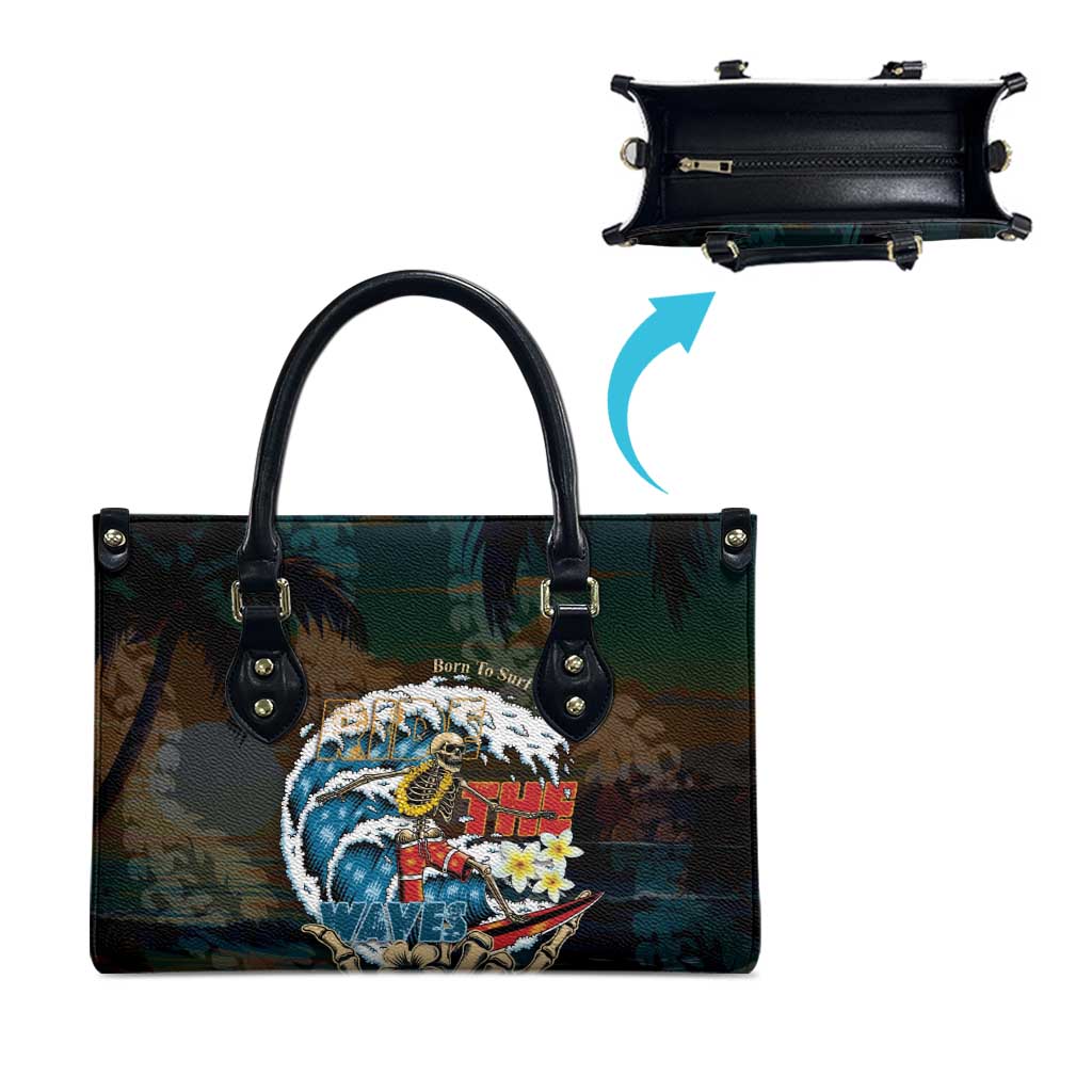 Aloha Hawaii Surfing Skull Leather Bag Shaka Skeleton Ride The Waves - Polynesian Pride