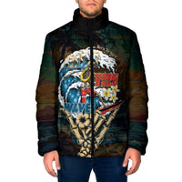 Aloha Hawaii Surfing Skull Padded Jacket Shaka Skeleton Ride The Waves - Polynesian Pride