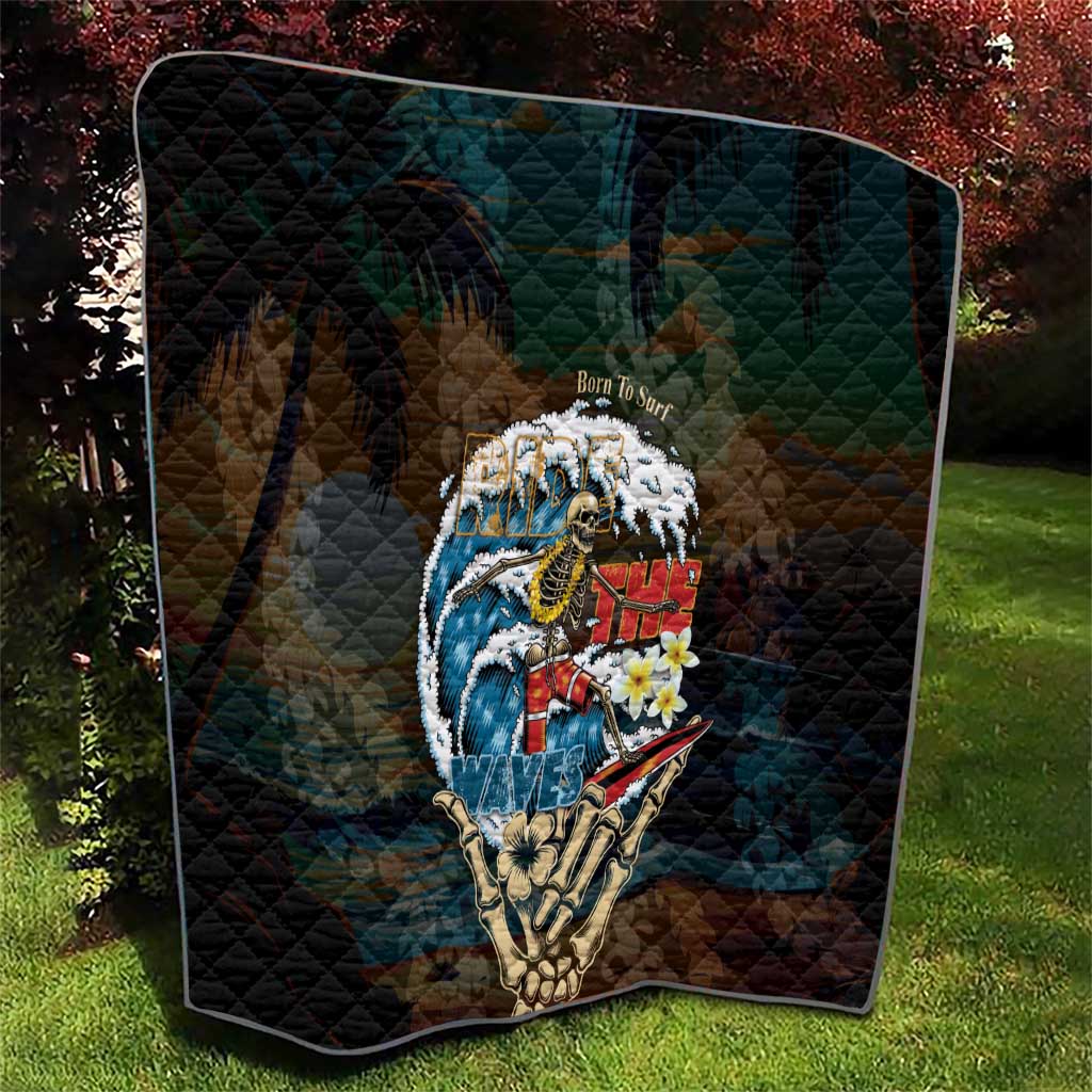 Aloha Hawaii Surfing Skull Quilt Shaka Skeleton Ride The Waves - Polynesian Pride