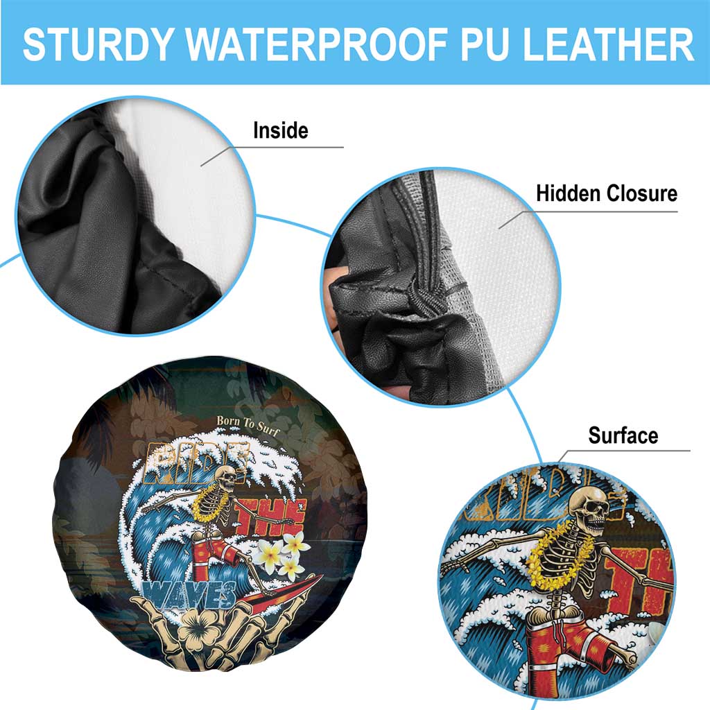 Aloha Hawaii Surfing Skull Spare Tire Cover Shaka Skeleton Ride The Waves - Polynesian Pride