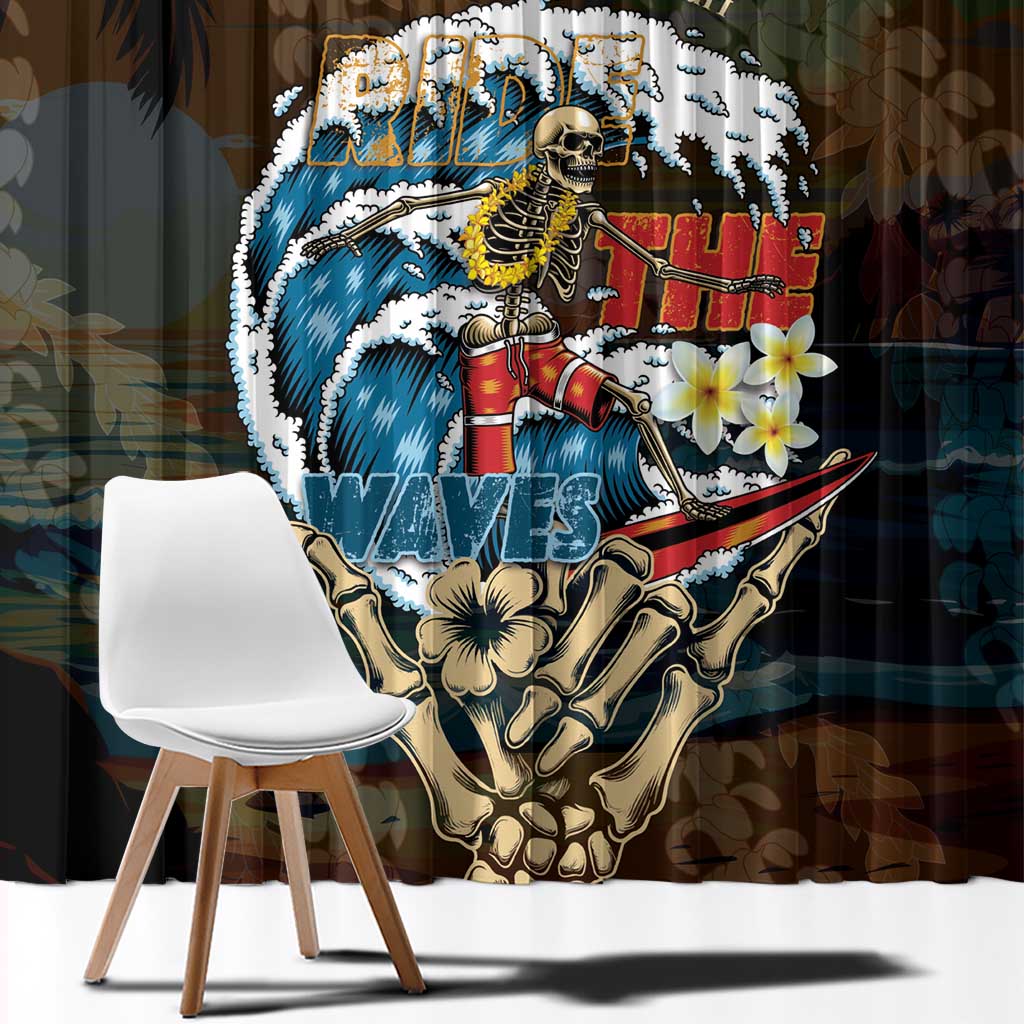 Aloha Hawaii Surfing Skull Window Curtain Shaka Skeleton Ride The Waves LT14 - Polynesian Pride