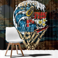 Aloha Hawaii Surfing Skull Window Curtain Shaka Skeleton Ride The Waves LT14 - Polynesian Pride