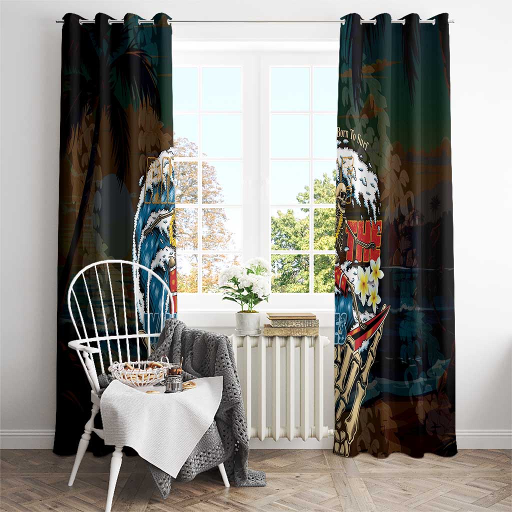 Aloha Hawaii Surfing Skull Window Curtain Shaka Skeleton Ride The Waves LT14 - Polynesian Pride
