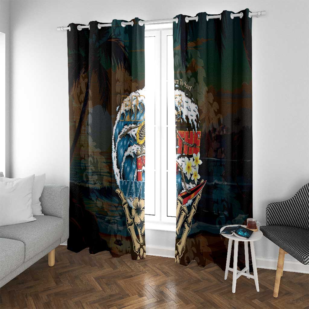 Aloha Hawaii Surfing Skull Window Curtain Shaka Skeleton Ride The Waves LT14 With Grommets Black - Polynesian Pride
