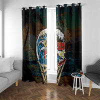 Aloha Hawaii Surfing Skull Window Curtain Shaka Skeleton Ride The Waves LT14 With Grommets Black - Polynesian Pride