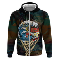 Aloha Hawaii Surfing Skull Zip Hoodie Shaka Skeleton Ride The Waves - Polynesian Pride