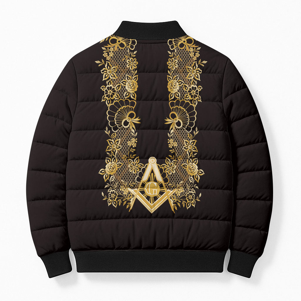 Personalised Filipino Freemasonry Bomber Puffer Jacket Masonic Barong Tagalog Inspired Ivory White LT14 - Polynesian Pride