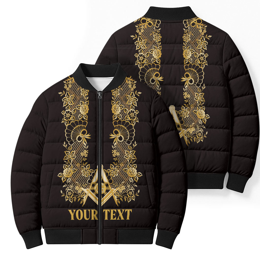 Personalised Filipino Freemasonry Bomber Puffer Jacket Masonic Barong Tagalog Inspired Ivory White LT14 - Polynesian Pride