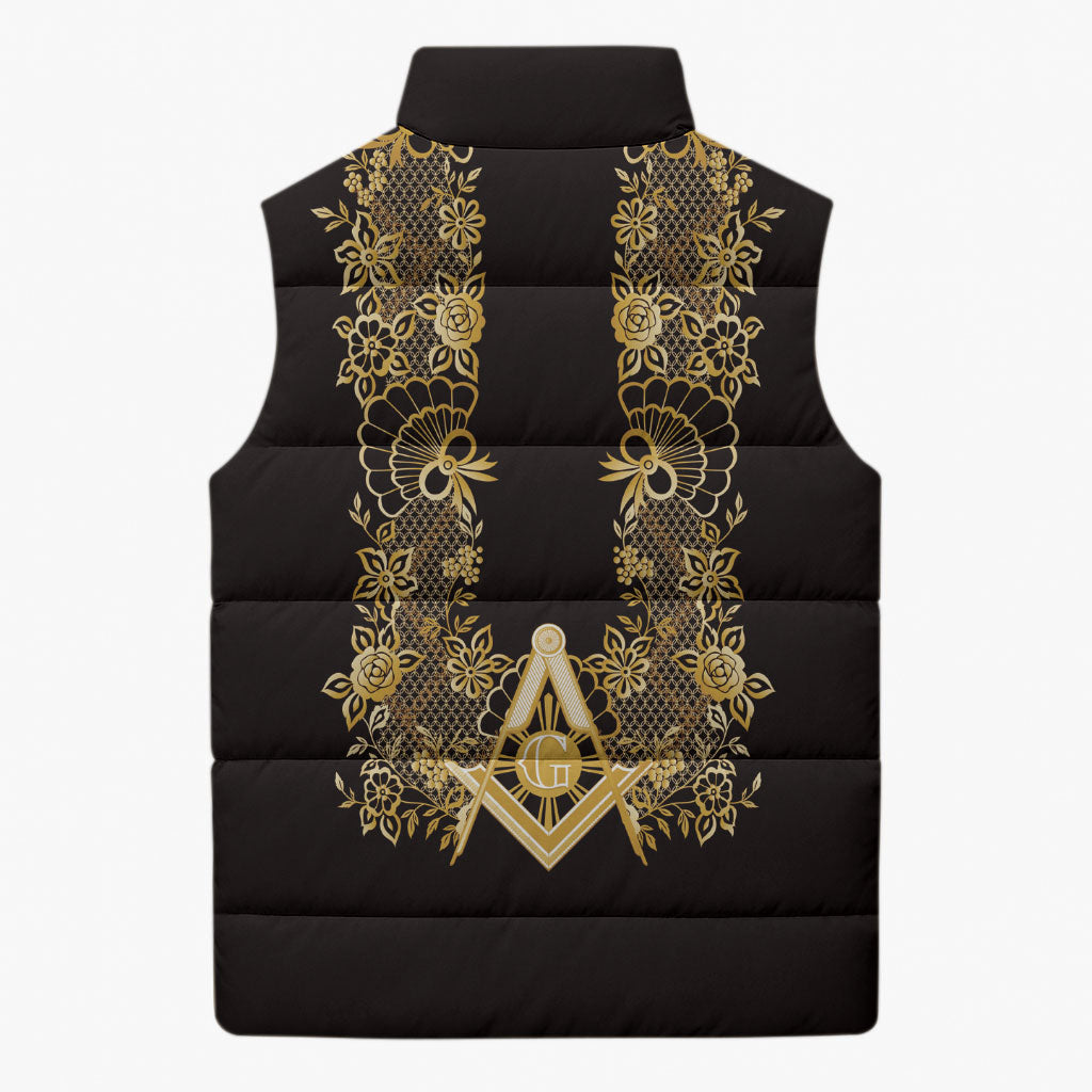 Personalised Filipino Freemasonry Sleeveless Puffer Jacket Masonic Barong Tagalog Inspired Ivory White LT14 - Polynesian Pride