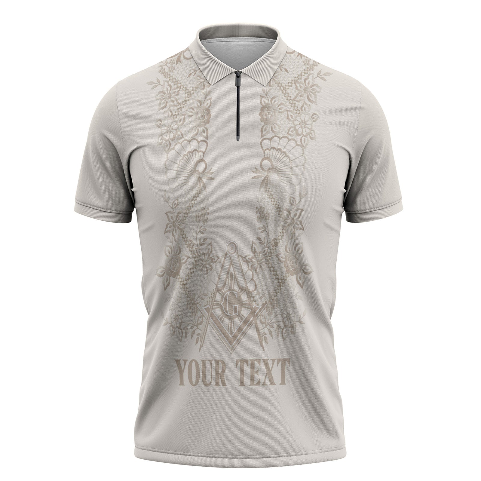 Personalised Filipino Freemasonry Zipper Polo Shirt Masonic Barong Tagalog Inspired Black LT14 Black - Polynesian Pride