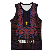 Personalised Philippines Barong Tagalog Freemasonry Basketball Jersey Filipino Masonic Polynesian Pattern LT14 Unisex Black - Polynesian Pride