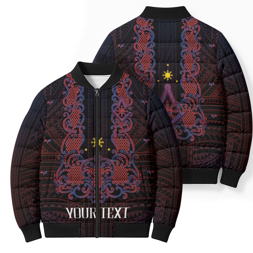 Personalised Philippines Barong Tagalog Freemasonry Bomber Puffer Jacket Filipino Masonic Polynesian Pattern LT14 - Polynesian Pride