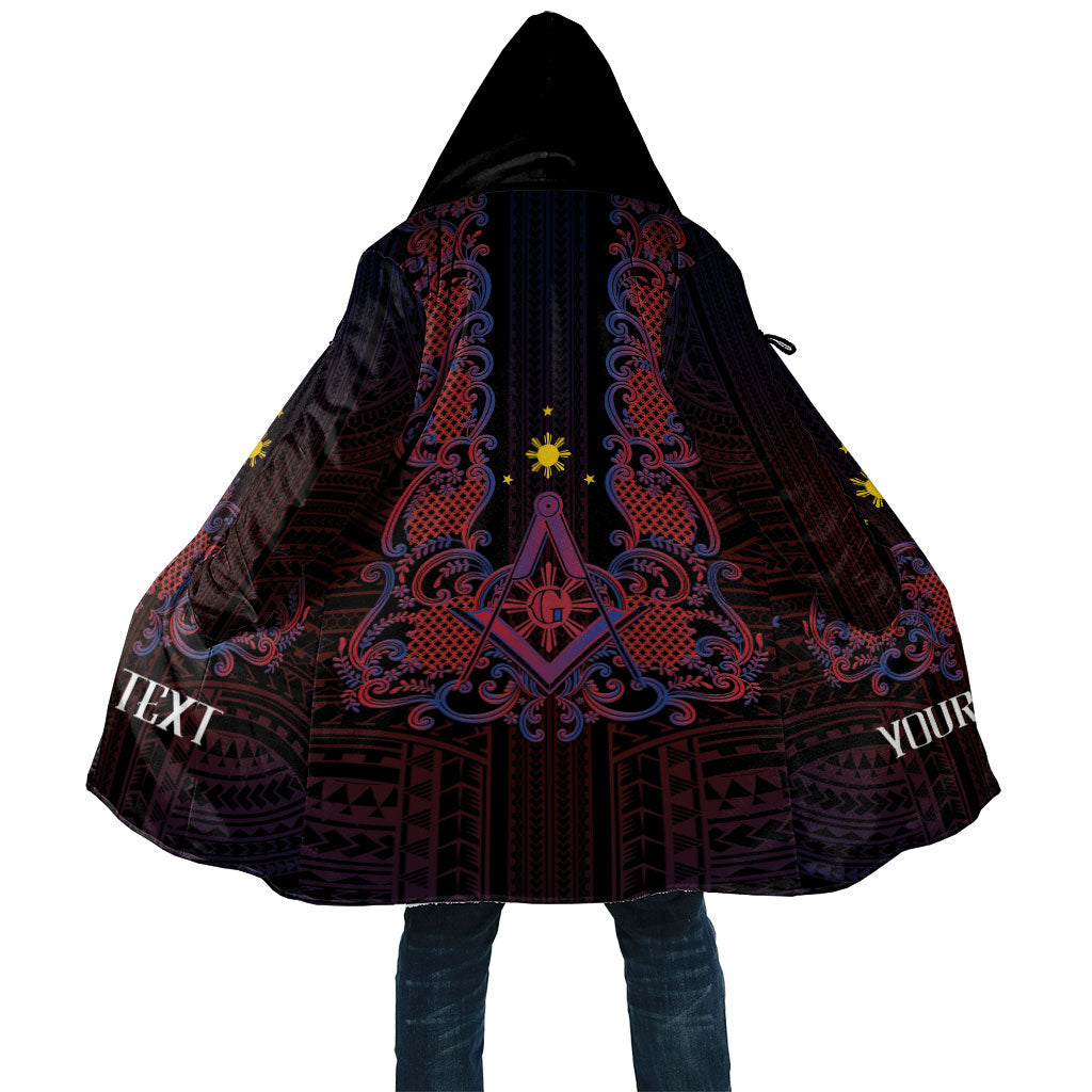 Personalised Philippines Barong Tagalog Freemasonry Cloak Filipino Masonic Polynesian Pattern LT14 Unisex Black - Polynesian Pride