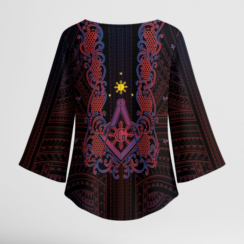Personalised Philippines Barong Tagalog Freemasonry Kimono Sleeve Blouse Filipino Masonic Polynesian Pattern LT14 - Polynesian Pride