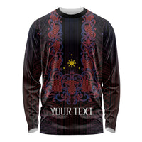 Personalised Philippines Barong Tagalog Freemasonry Long Sleeve Shirt Filipino Masonic Polynesian Pattern LT14 Unisex Black - Polynesian Pride