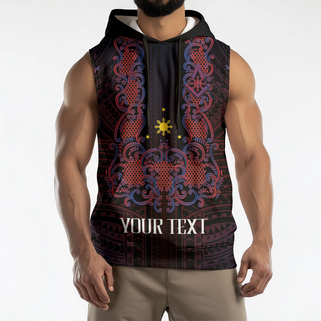 Personalised Philippines Barong Tagalog Freemasonry Sleeveless Hoodie Filipino Masonic Polynesian Pattern LT14 - Polynesian Pride