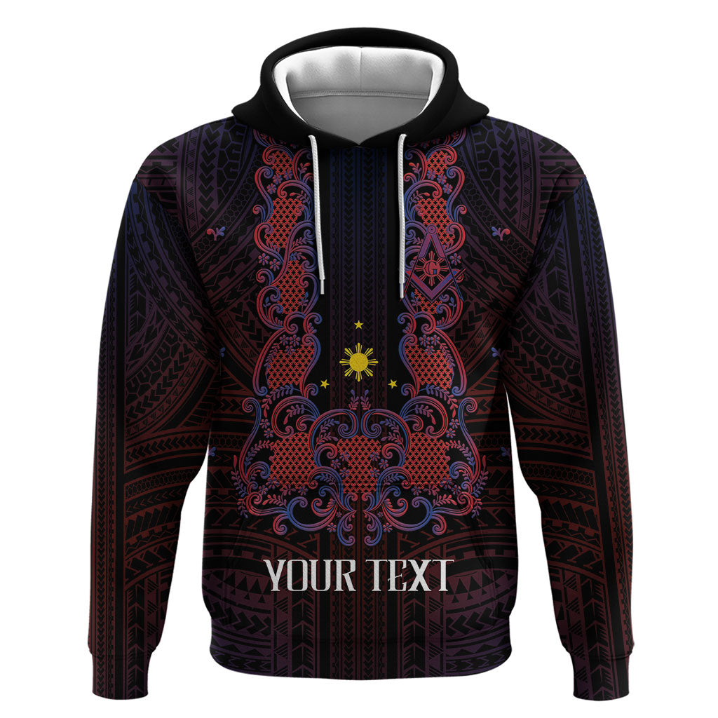 Personalised Philippines Barong Tagalog Freemasonry Zip Hoodie Filipino Masonic Polynesian Pattern LT14 Pullover Hoodie Black - Polynesian Pride