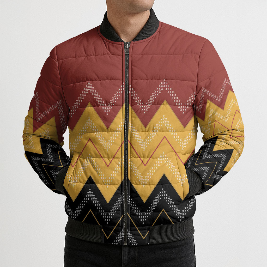 Kaokao Maori Tukutuku Inspired New Zealand Bomber Puffer Jacket LT14 - Polynesian Pride