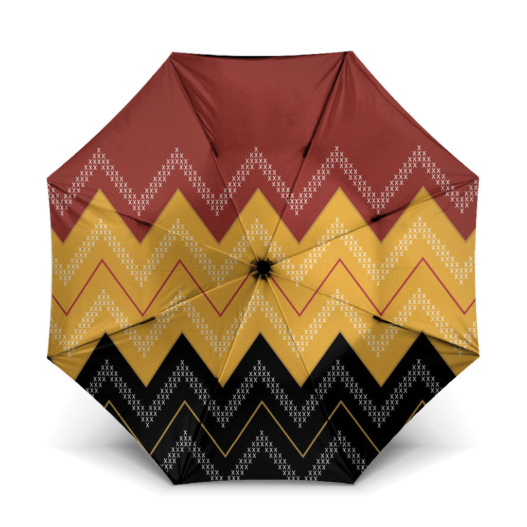 Kaokao Maori Tukutuku Inspired New Zealand Umbrella LT14 One Size Folded 11.42 inch Opened Diameter 37.4 inch Multicolor - Polynesian Pride
