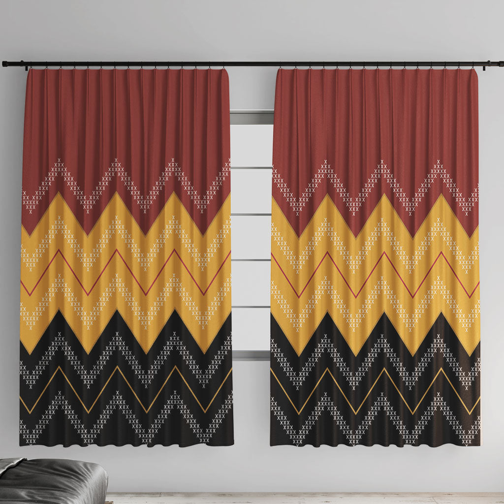 Kaokao Maori Tukutuku Inspired New Zealand Window Curtain LT14 With Hooks Multicolor - Polynesian Pride