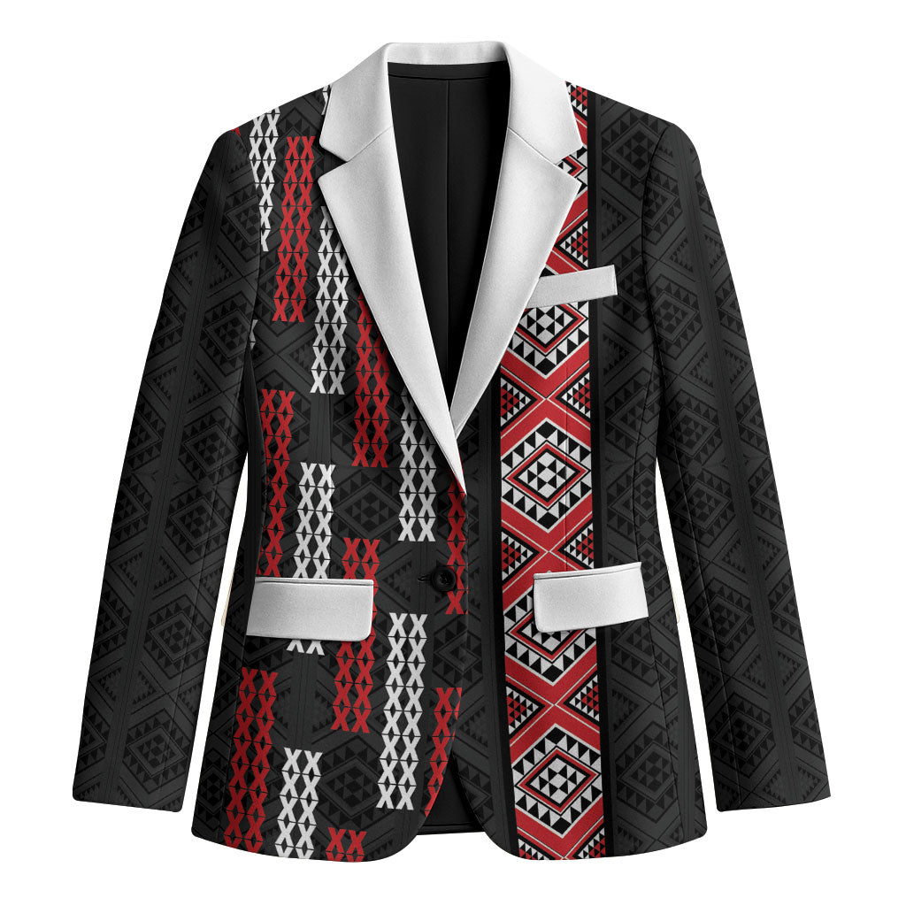 Roimata Toroa Maori Taniko Inspired New Zealand Blazer LT14 Unisex Black - Polynesian Pride