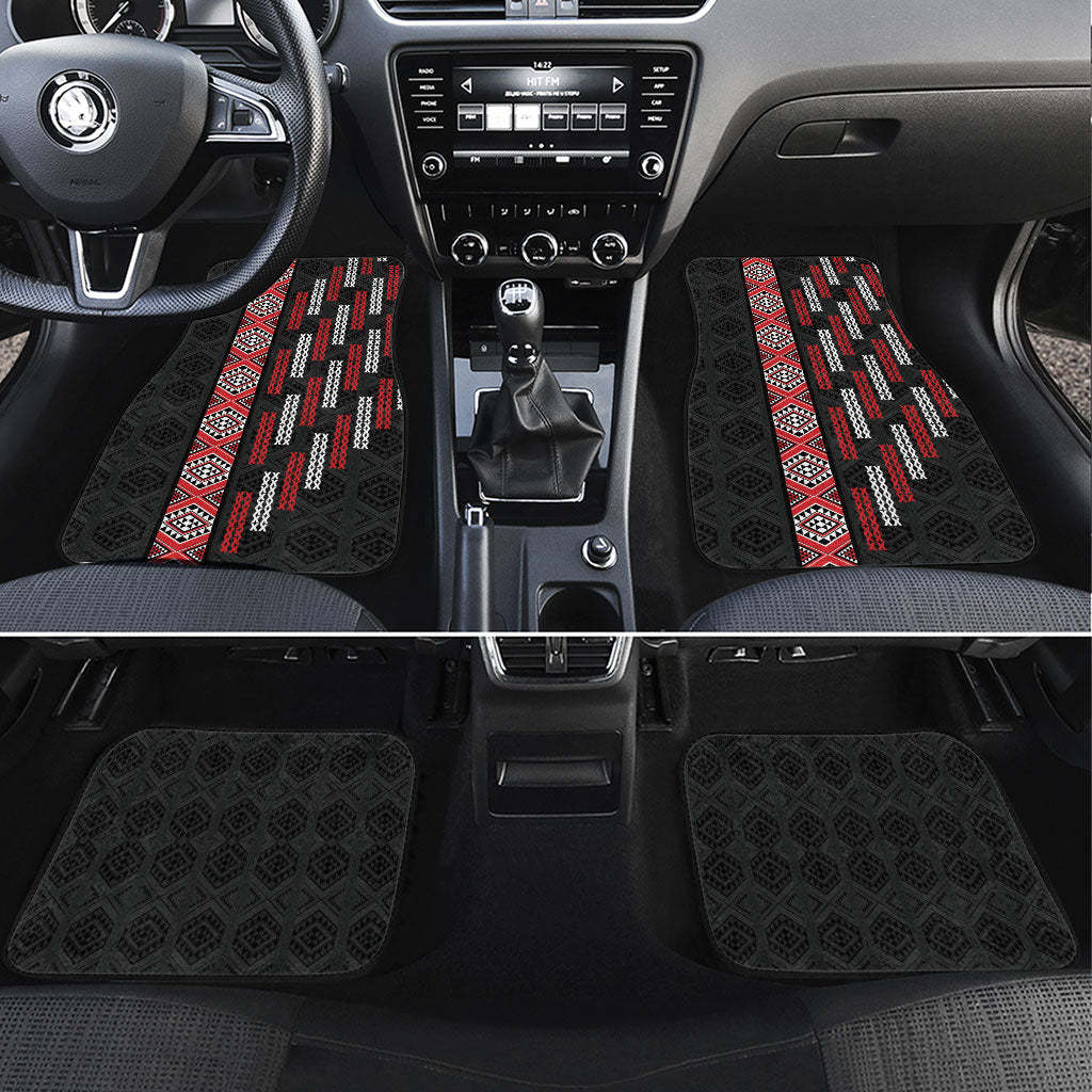 Roimata Toroa Maori Taniko Inspired New Zealand Car Mats LT14 Set 4pcs Black - Polynesian Pride