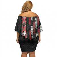 Roimata Toroa Maori Taniko Inspired New Zealand Off Shoulder Short Dress LT14 - Polynesian Pride