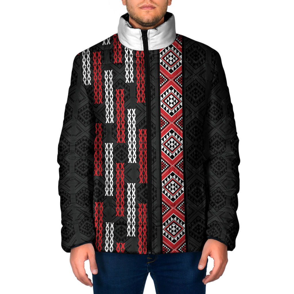 Roimata Toroa Maori Taniko Inspired New Zealand Padded Jacket LT14 Men Black - Polynesian Pride