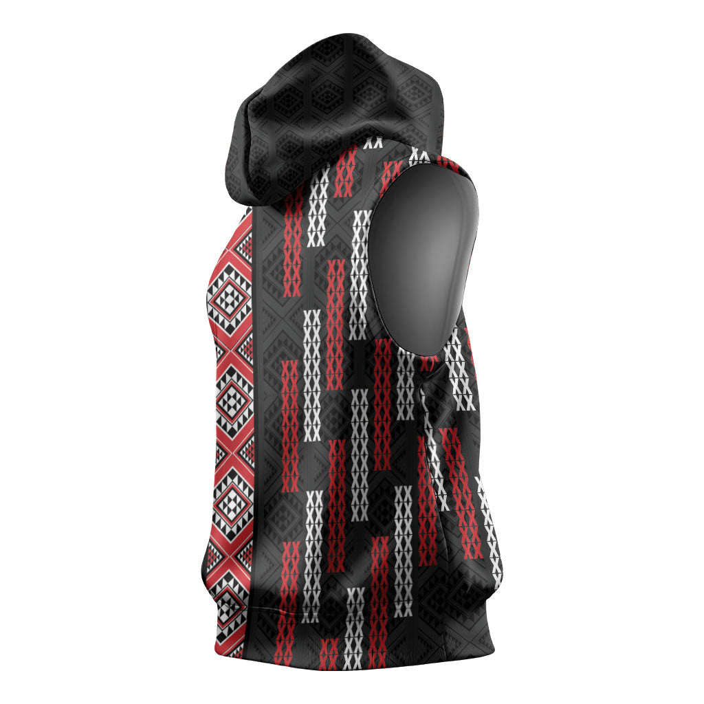 Roimata Toroa Maori Taniko Inspired New Zealand Sleeveless Hoodie LT14 - Polynesian Pride