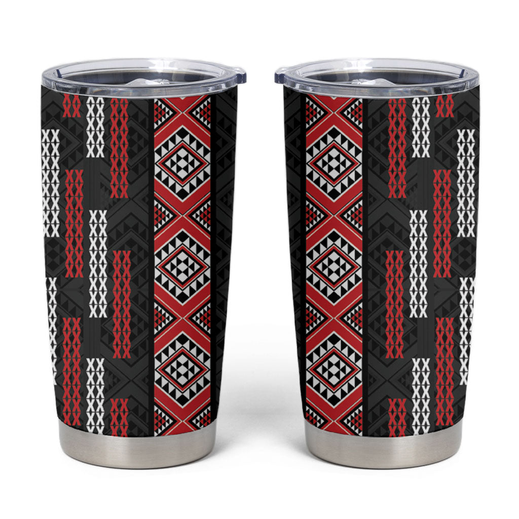 Roimata Toroa Maori Taniko Inspired New Zealand Tumbler Cup LT14 Black - Polynesian Pride