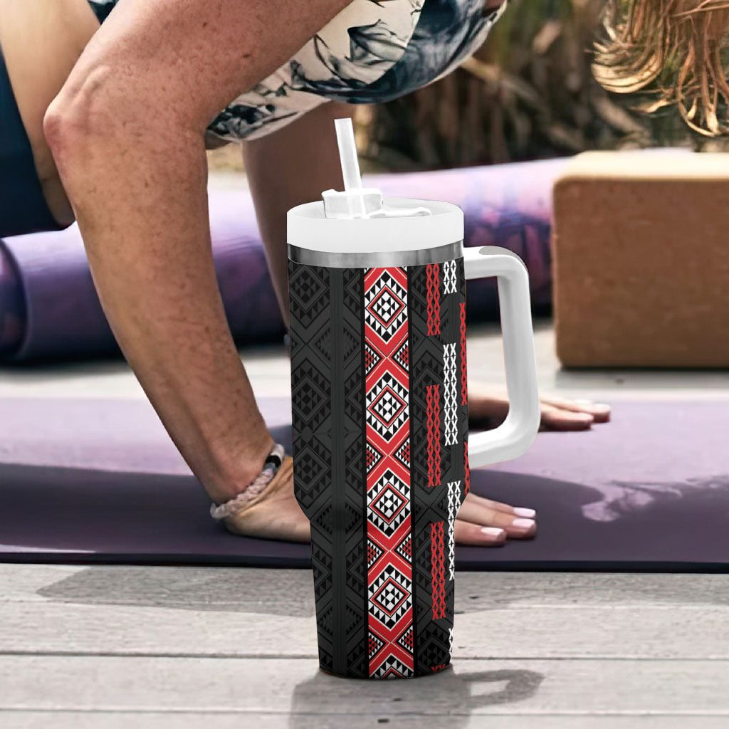 Roimata Toroa Maori Taniko Inspired New Zealand Tumbler With Handle LT14 - Polynesian Pride