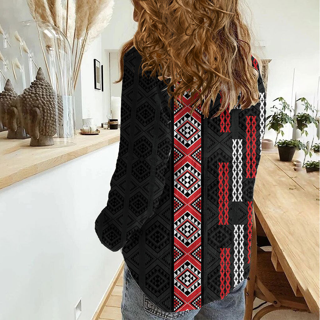 Roimata Toroa Maori Taniko Inspired New Zealand Women Casual Shirt LT14 - Polynesian Pride