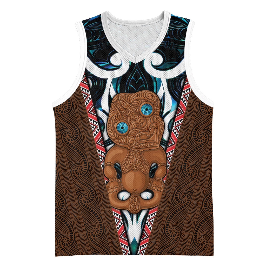 New Zealand Whakairo Basketball Jersey Tiki Maori Carving Taniko Motifs LT14 Unisex Multicolor - Polynesian Pride