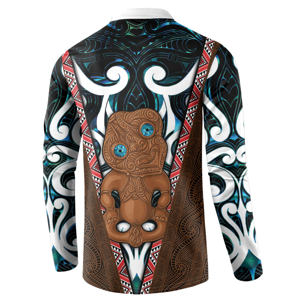 New Zealand Whakairo Button Sweatshirt Tiki Maori Carving Taniko Motifs LT14 - Polynesian Pride