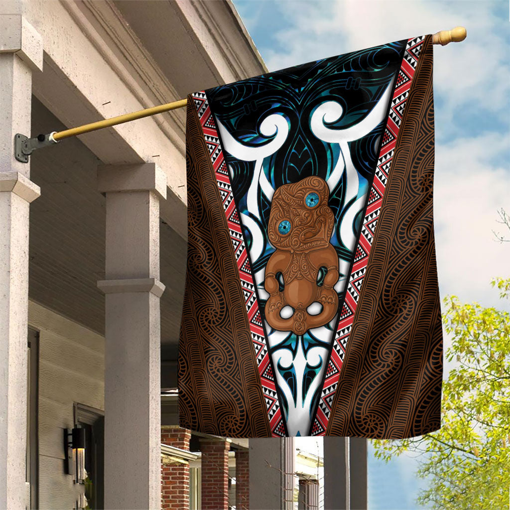 New Zealand Whakairo Garden Flag Tiki Maori Carving Taniko Motifs LT14 House Flag Multicolor - Polynesian Pride