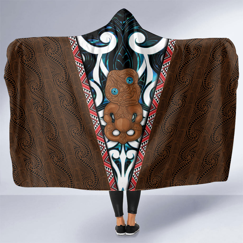 New Zealand Whakairo Hooded Blanket Tiki Maori Carving Taniko Motifs LT14 One Size Multicolor - Polynesian Pride