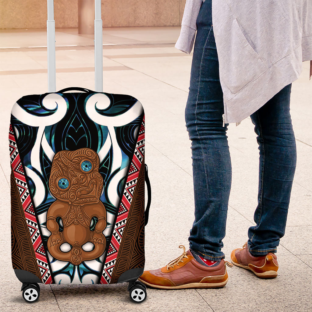 New Zealand Whakairo Luggage Cover Tiki Maori Carving Taniko Motifs LT14 Multicolor - Polynesian Pride