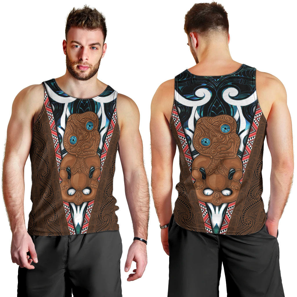 New Zealand Whakairo Men Tank Top Tiki Maori Carving Taniko Motifs LT14 - Polynesian Pride