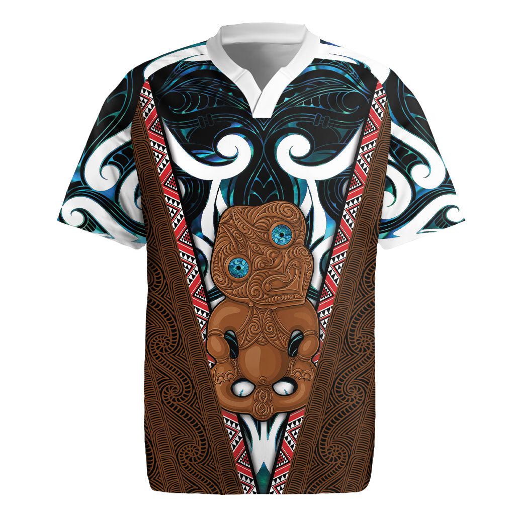 New Zealand Whakairo Rugby Jersey Tiki Maori Carving Taniko Motifs LT14 Multicolor - Polynesian Pride