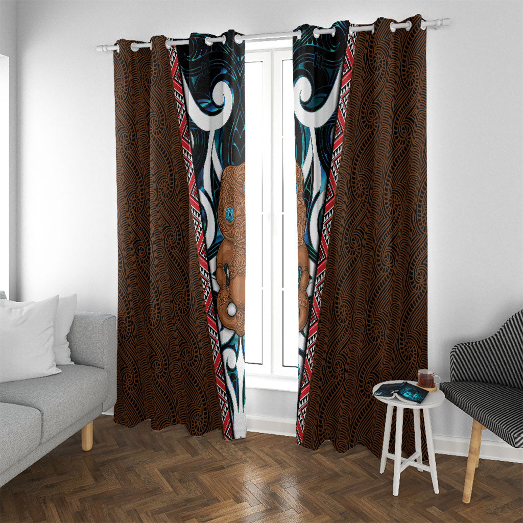 New Zealand Whakairo Window Curtain Tiki Maori Carving Taniko Motifs LT14 With Grommets Multicolor - Polynesian Pride