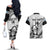 Custom Fiji Tapa Rugby Couples Matching Off The Shoulder Long Sleeve Dress and Hawaiian Shirt Flying Fijian 2023 World Cup With Dabbing Ball LT14 - Polynesian Pride