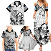 Custom Fiji Tapa Rugby Family Matching Summer Maxi Dress and Hawaiian Shirt Flying Fijian 2023 World Cup With Dabbing Ball LT14 - Polynesian Pride