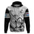 Custom Fiji Tapa Rugby Hoodie Flying Fijian 2023 World Cup With Dabbing Ball LT14 Zip Hoodie White - Polynesian Pride