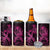 Polynesia Breast Cancer Awareness 4 in 1 Can Cooler Tumbler No One Fights Alone Pink Ribbon With Butterfly