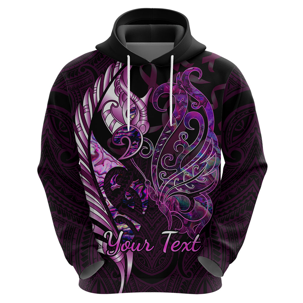 Personalised New Zealand Breast Cancer Hoodie Fight Like A Girl Pink Manaia Fern With Paua Shell LT14 - Polynesian Pride