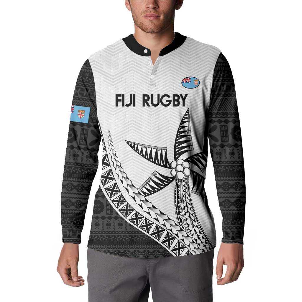 Custom Fiji Rugby Button Sweatshirt Go Champions Fijian Tapa Cloth