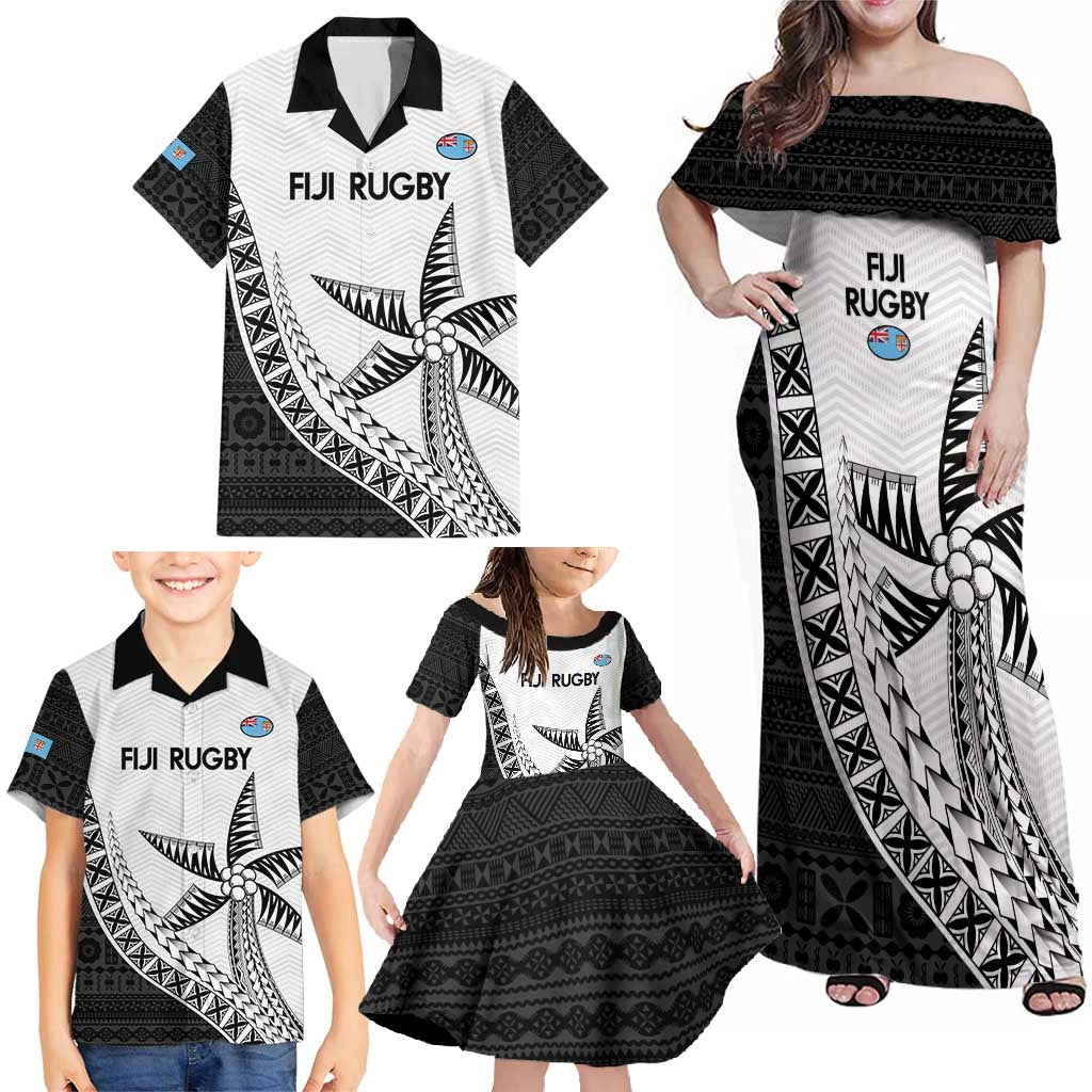 Custom Fiji Rugby Family Matching Off Shoulder Maxi Dress and Hawaiian Shirt Go Champions Fijian Tapa Cloth